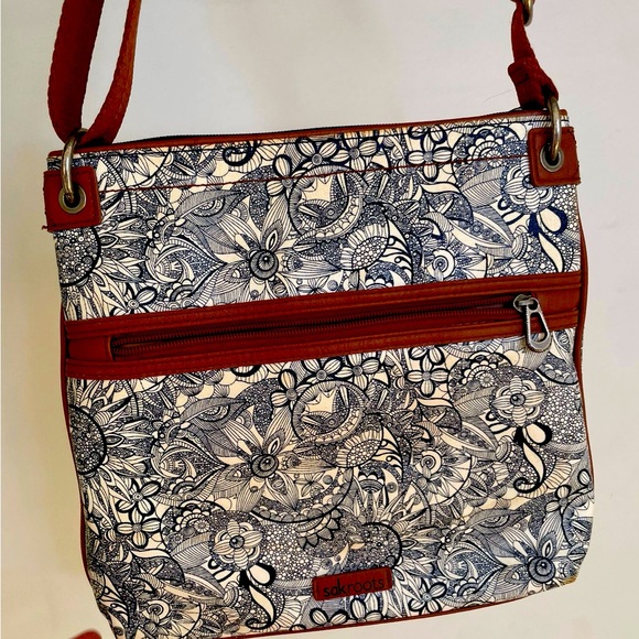 Sakroots Handbags - Blue and white crossbody bag with adjustable strap
